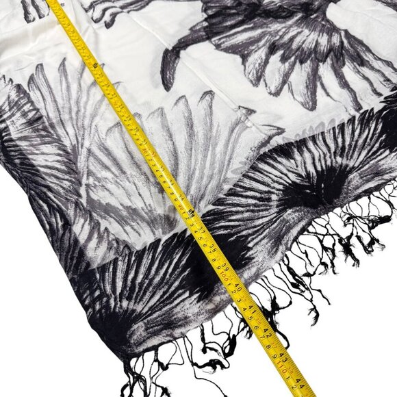 Theodora & Callum Caftan Dress One Size Beach Cover-Up Bird Printed Fringe Boho - Picture 8 of 10